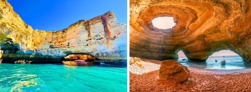 Benagil-Cave-Entrance-and-Inner-Space-Algar-de-Benagil-Algarve