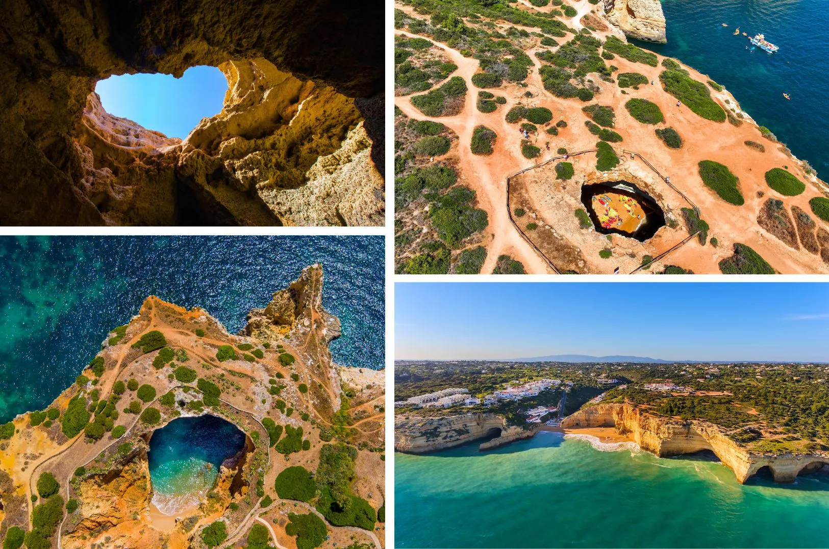Different Images and Perspectives of the Benagil Cave in the Algarve