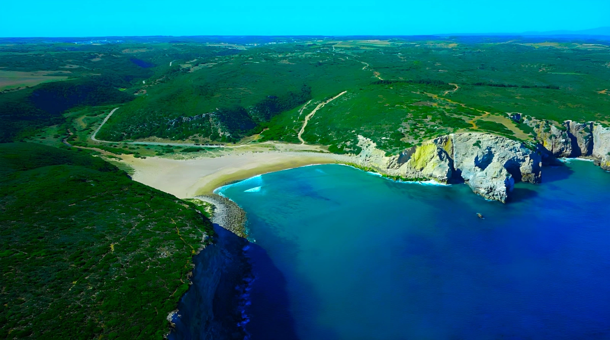 Praia do Barranco from the Air - Raposeira - Vicentine Coast
