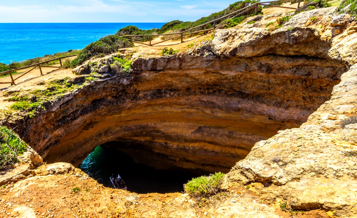 large-sinkhole-cliffs-benagil-cave-lagoa-algarve-portugal
